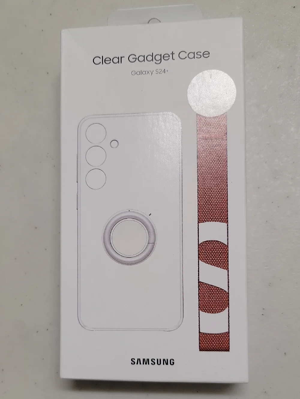 Samsung Original Clear Gadget Case with Rose Gold Accent Strap for Galaxy S24+